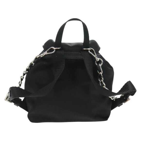 PRADA Chain Shoulder Bag Nylon Black Silver Auth 128179M - Picture 2 of 16